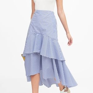 Gorgeous NWOT Striped Poplin High - Low skirt